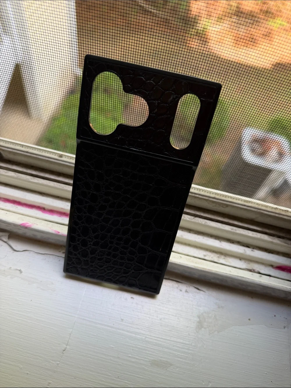 Black Faux-Croc Phone Case Wallet - Compatible Cell Phone Accessory 17 PRO